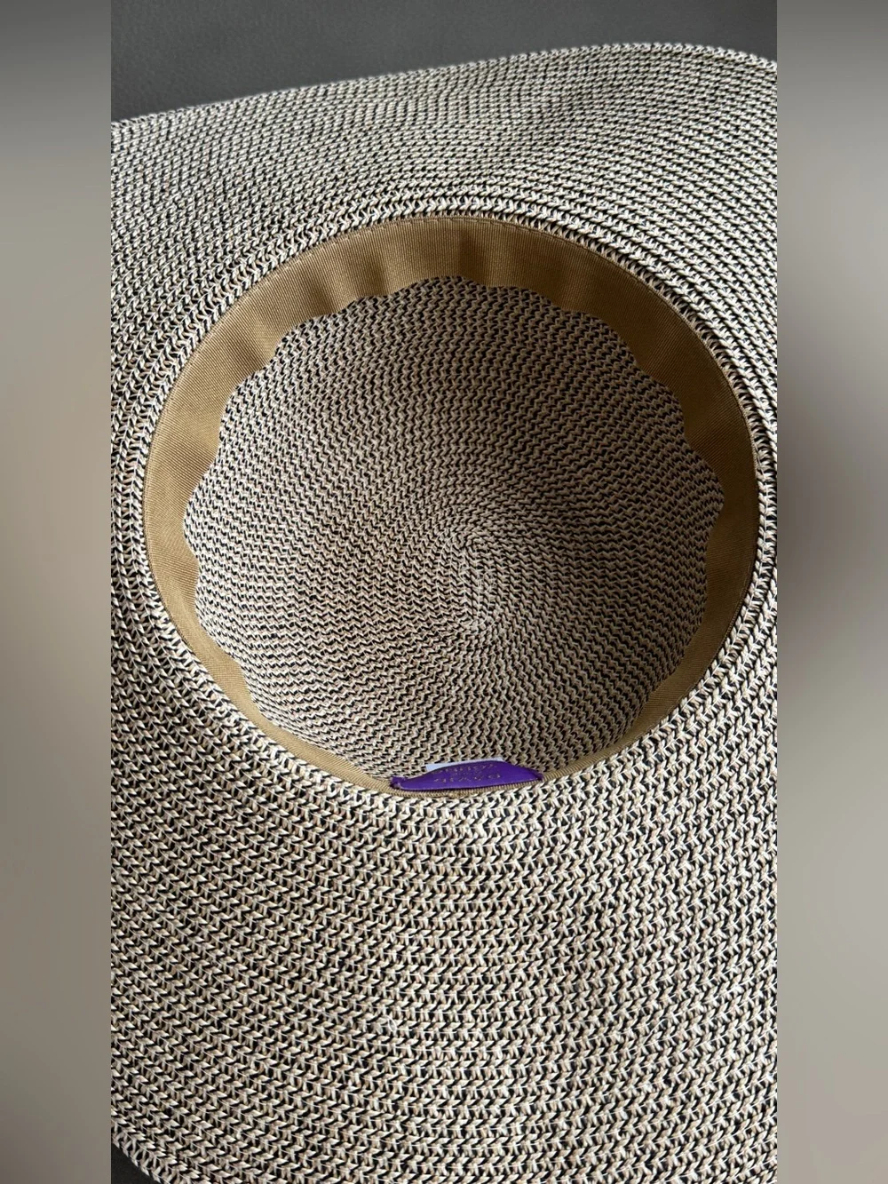 David and Young Woven Wide-Brim Sun Hat in Beige and Black